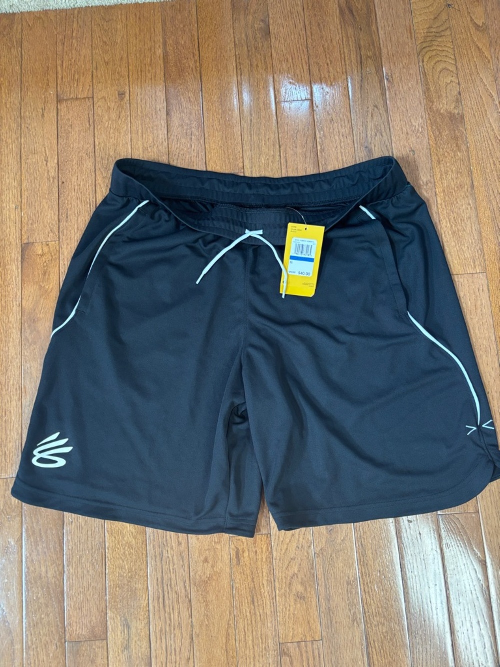 Men's Black Stef Curry Under Armour Shorts with White Trim